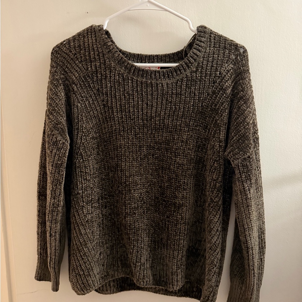 Pink Rose Dark Brown Crew Neck Sweater